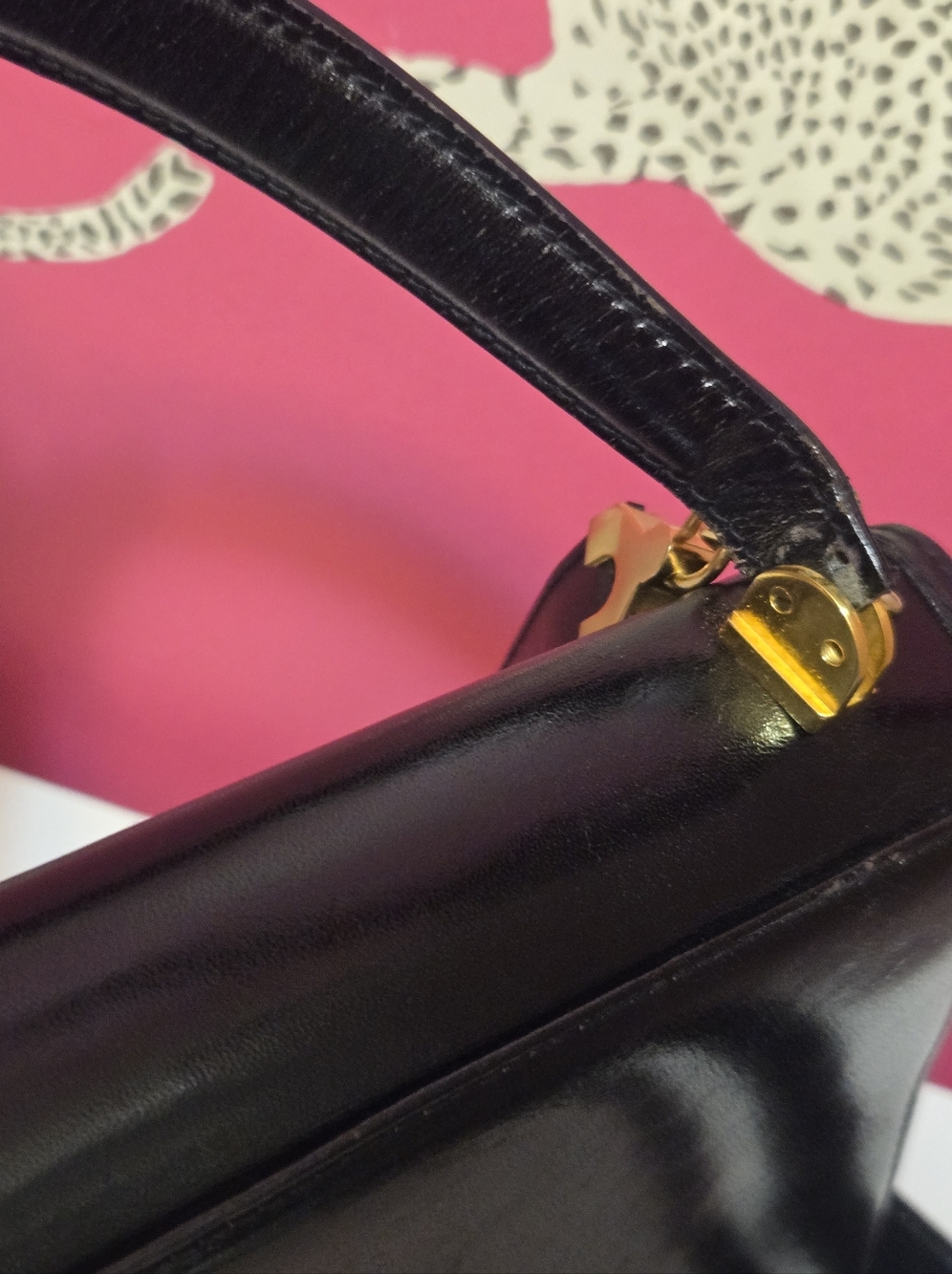 Vintage Bally Black Leather Top-Handle Bag With Strap. - Picture 6 of 16